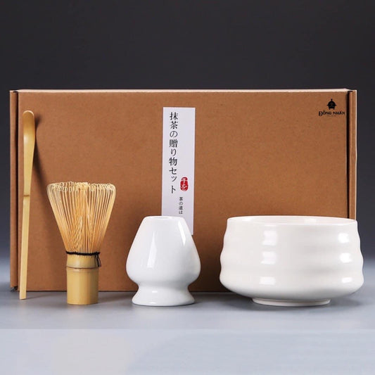 Set pha matcha cơ bản với bát trắng