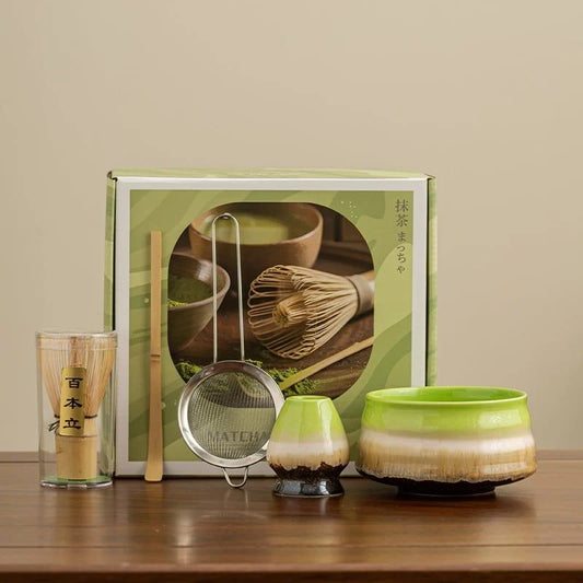 Set pha Matcha Kanten màu xanh lá đủ món 