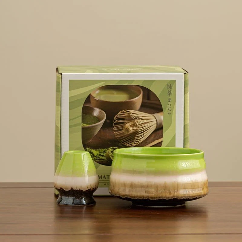 Bát pha Matcha Kanten và giá đỡ Chasen 