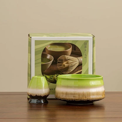 Bát pha Matcha Kanten và giá đỡ Chasen 