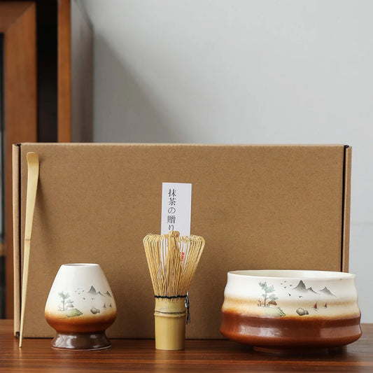 Bộ pha trà Matcha Phong Cảnh Nhật Bản - full 