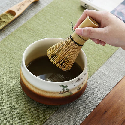 Pha chế matcha bằng Bộ pha trà Matcha Phong Cảnh Nhật Bản