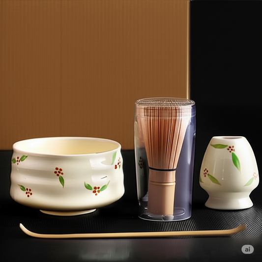 Bộ pha trà Matcha Hoa Cỏ Nhật Bản - full 