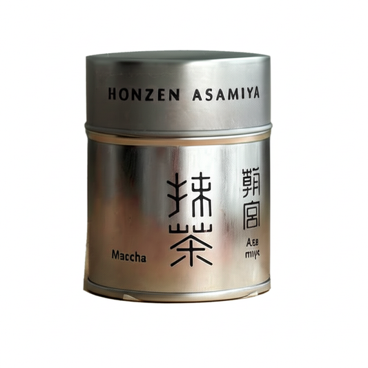 Hộp bột Matcha nguyên chất Honzen Asamiya màu bạc